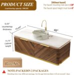 48 Bathroom Vanity with Ceramic Sink Combo. Floating Bathroom Vanities with Sensor Light. Wall-Mounted Basin Bath Storage Cabinet with Sintered Stone Top (Walnut-1. 48'')