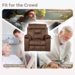 Cloud Power Lift Recliner with 26'' Extra Wide Seat for Large Weight Elderly. Maximum Weight 400lb. Velvet Comfort Lift Lazy Boy Recliner Chair with Massage and Lumbar Heat with Cup Holder and Pocket
