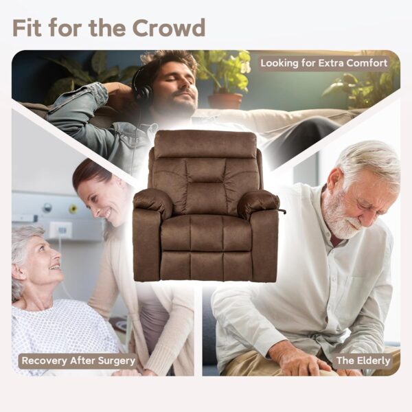 Cloud Power Lift Recliner with 26'' Extra Wide Seat for Large Weight Elderly. Maximum Weight 400lb. Velvet Comfort Lift Lazy Boy Recliner Chair with Massage and Lumbar Heat with Cup Holder and Pocket