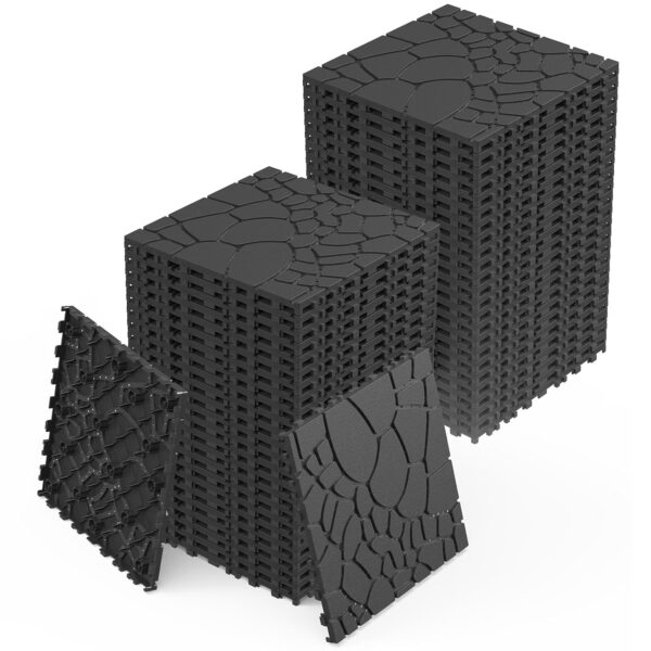 44 PCS Plastic Interlocking Deck Tiles. 12 x 12 Patio Outdoor Deck Tiles. Easy and Quick Installation. Patio Floor Decking Tiles for Porch. Poolside. Balcony. Backyard. Indoor and Outdoor Use