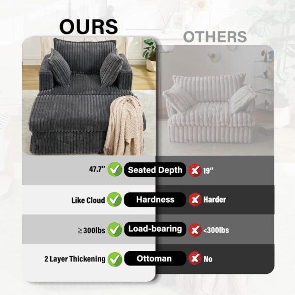 47.8 Oversized Chaise Lounge Chair with Ottoman