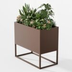 36 L Metal Planter Boxes Outdoor Rectangular Planter. Tall Planters Heavy Dut for Indoor/Outdoor Use. Large Planters with Shelves and Drainage Holes for Porch/Patio/Garden (Brown)