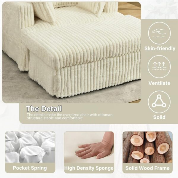 47.8 Oversized Chaise Lounge Chair with Ottoman