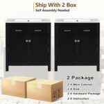 60 Modern Bathroom Vanity with Double Vanities. Double Ceramic Sinks. Adjustable Shelf. Soft Close Doors and Flip Drawer. Large Bathroom Vanity Sink Set (Black)