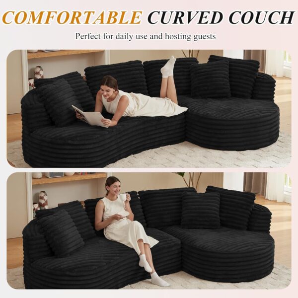 120'' Boneless Modular Sectional Curved Sofa. No Assembly Required
