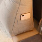 Wedge Headboard Pillow. Solid Color Rest Reading Pillow Headboard. Twin Headboard Pillow with Pocket. Positioning Support. Bolster Triangular Pillow. Long Pillow for Headboard. Grey. 59