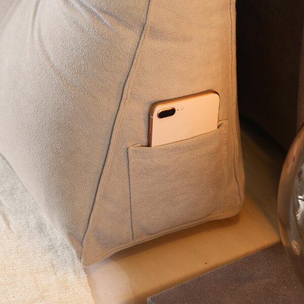 Wedge Headboard Pillow. Solid Color Rest Reading Pillow Headboard. Twin Headboard Pillow with Pocket. Positioning Support. Bolster Triangular Pillow. Long Pillow for Headboard. Grey. 59