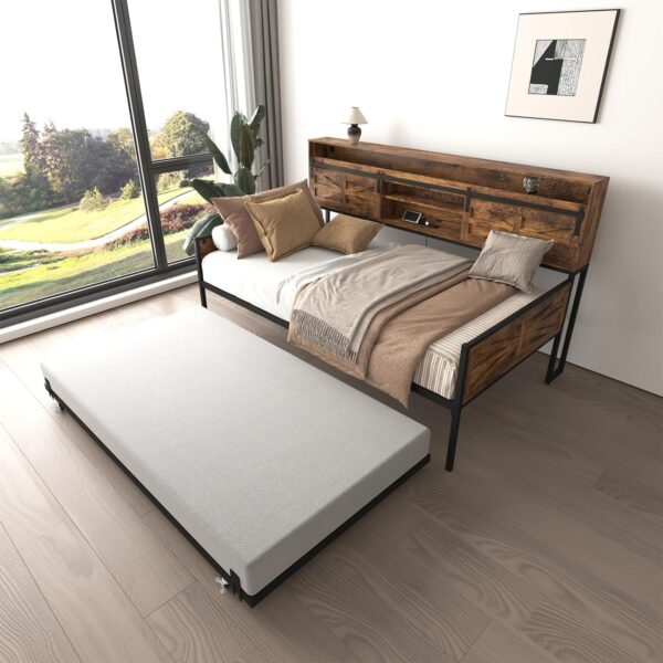 77'' Twin Daybed with Trundle for Bedroom and Guest Room