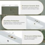 Bathroom Vanity. 30 Bathroom Vanity with Sink. Modern Storage Cabinet with 3 Drawers & 1 Door. Freestanding Bathroom Vanities. Solid Wood Frame for Small Space 30'' x 18'' x 34'' (Olive Green)