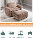 Oversized Chaise Lounge Chair Indoor with Removable Ottoman. 34.8 Comfy Thicked Upholstered Recliner Chenille Couch. Leisure Sleeper Chair for Living Room. Bedroom