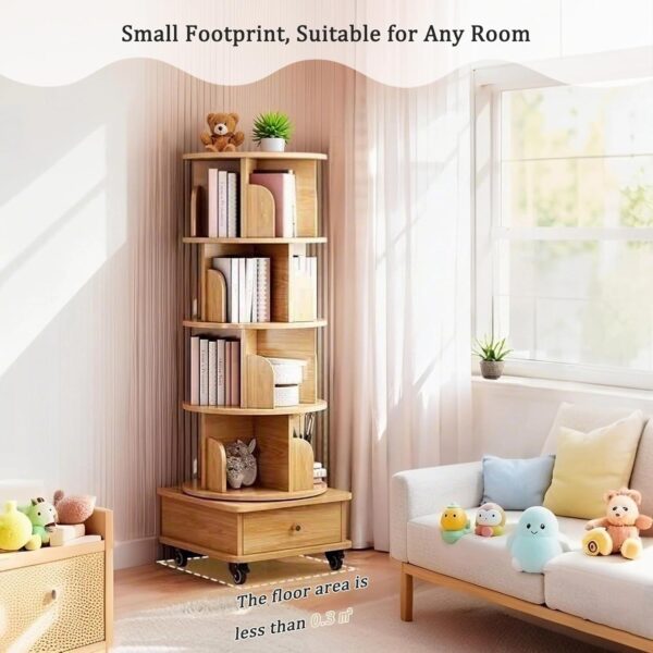 Rotating Bookshelf, 360° Display Round Spinning Bookshelf