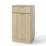 10 Gallon Tilt Out Kitchen Trash Can Cabinet. Wooden Garbage Can Cabinet with Wave-Textured & Hideaway Drawer. Free-Standing Laundry Hamper. 13.8 D x 19 W x 34.3 H (Natural Finish)