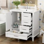 30 Bathroom Vanity with Sink and 4 Drawers & 1 Door Cabinet. Easy Assembly Modern Bathroom Vanities Storage Cabinet for Guest Baths Master Suites or Rental Units (White. 30 Inches)