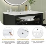 60 Modern Bathroom Vanity with Double Vanities. Double Ceramic Sinks. Adjustable Shelf. Soft Close Doors and Flip Drawer. Large Bathroom Vanity Sink Set (Black)