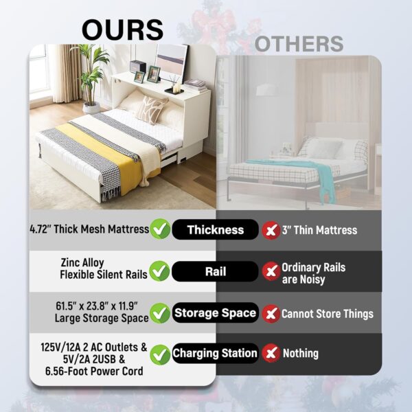 78.25 Full Size Murphy Bed Queen Cabinet