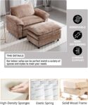 Oversized Chaise Lounge Chair Indoor with Removable Ottoman. 34.8 Comfy Thicked Upholstered Recliner Chenille Couch. Leisure Sleeper Chair for Living Room. Bedroom