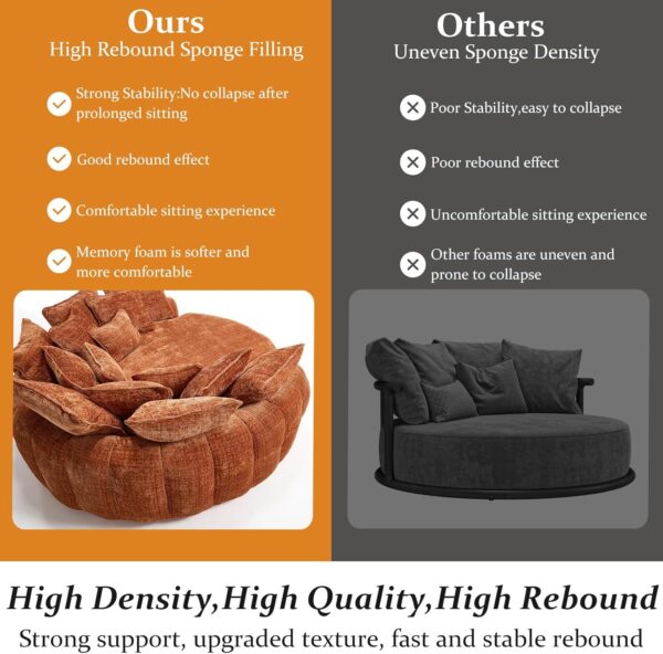 81.1 Inch Oversized Round Chaise Lounge Chair Indoor Sofa Bed with 14 Pillows for Living Room