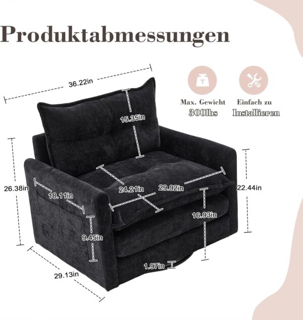 Oversized 360° Swivel Accent Nursing Armchair for Living Room Bedroom Reading