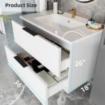 36 Inch Bathroom Vanity with Sink. Floating Ceramic Sink Bathroom Vanity with 2 Soft-Closing Drawers Wall-Mounted Bath Room Vanities for Small Space (White. 36'')