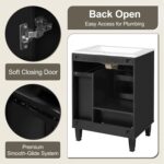 24 Bathroom Vanity with Sink. Bathroom Cabinet with Door Shelf. Deep Drawer. 2-Tier Pull-Out Basket. Solid Wood Frame Bathroom Vanities (Black)
