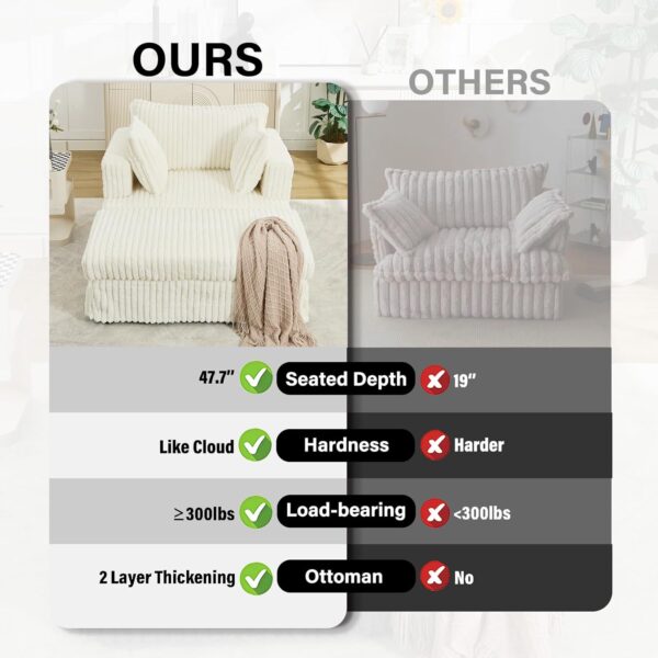 47.8 Oversized Chaise Lounge Chair with Ottoman