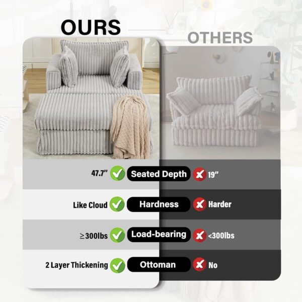 47.8 Oversized Chaise Lounge Chair with Ottoman