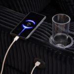 56'' Oversized Chaise Lounge Chair Indoor with USB Charging LED Cup Holder Side Pocket