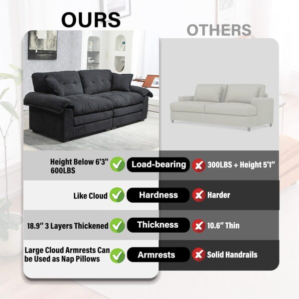 84 Loveseat Sofa Couches for Living Room for Small Spaces (Black)