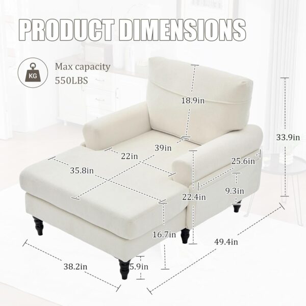 Oversized Sleeper Chair Sofa Bed with Side Pockets for Living Room