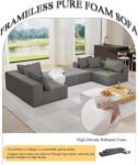 132 Modular Sectional Couch. Modern L Shaped Boneless Cloud Couch with Deep Seat. Comfy Chenille Fabric Sectional Sofa with Chaise Lounge. No Assembly Required (Grey)
