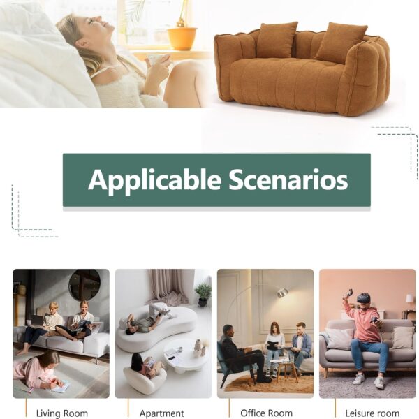 Giant Bean Bag Chairs Loveseat for Adults. Oversized Bean Bag Couch. Memory Foam Filled Floor Lounge Chair. Lazy Floor Sofa Chair with Armrests for Living Room. Bedroom. Apartment (2. Yellow)