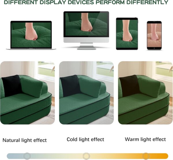 Double Chaise Lounge Chair Indoor Upholstered Boneless Sofa Bed