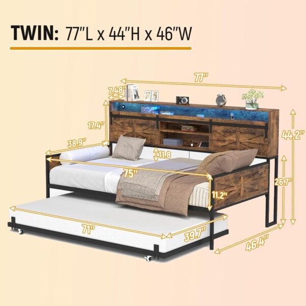 77'' Twin Daybed with Trundle for Bedroom and Guest Room