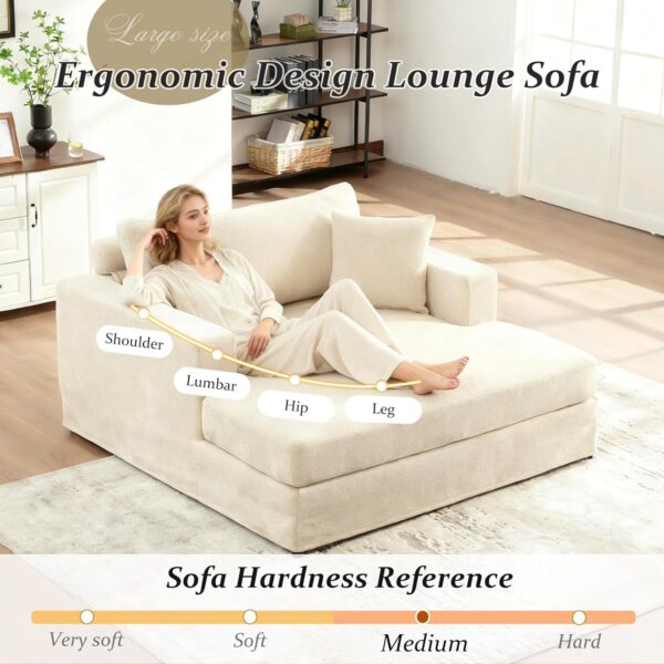 56'' Oversized Chaise Lounge Chair Chenille Accent Chair Sofa Recliner Bed for Living Room