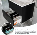 24 Bathroom Vanity with Sink. Floating Bathroom Vanity with Ceramic Sink & 2 Storage Drawers. Soft-Close Doors. Modern Wall Mount Bathroom Storage Cabinet for Small Space (Matte Black. 24)
