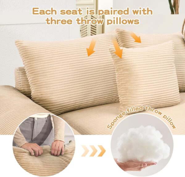 54.3 Oversized Accent Chair. Corduroy Armchair. 24in Extra Deep Seats. Modern Lounge Chair. Upholstered Reading Chair for Living Room & Bedroom