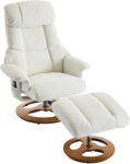 Ergonomic Recliner Chair with Ottoman, Modern 360° Swivel Lounge Chair with Footstool