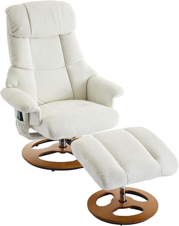 Ergonomic Recliner Chair with Ottoman, Modern 360° Swivel Lounge Chair with Footstool