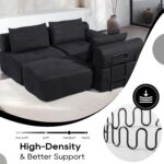 120 Sectional Couches for Living Room. Cloud Sectional Couch with L-Shape Chaise. Modern Modular Sofa Corduroy Couch. Deep Seat Comfort. No Assembly Required (Black)