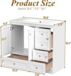 72'' Bathroom Vanities with Ceramic Sink Combo. Freestanding Double Bathroom Vanity Storage Cabinet 4 Soft Closing Doors & 2 Drawers Floor Standing Storage (White)
