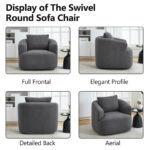 360° Swivel Accent Chair with Metal Base. 37.4" Wide Barrel Chair