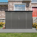 4 x 9 FT Outdoor Storage Shed, Metal Garden Shed with Sloping Roof
