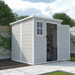 Resin Outdoor Storage Shed, Plastic Garden Shed with Floor