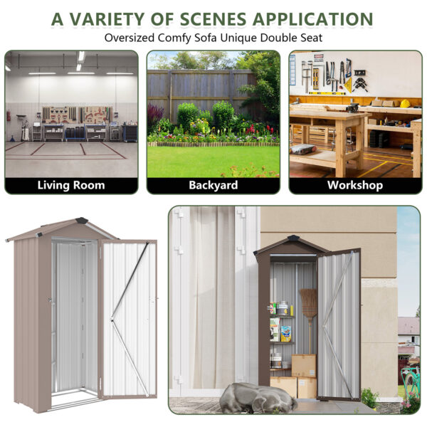 Outdoor Storage Shed, Metal Garden Tool Shed with a Solid Lock System