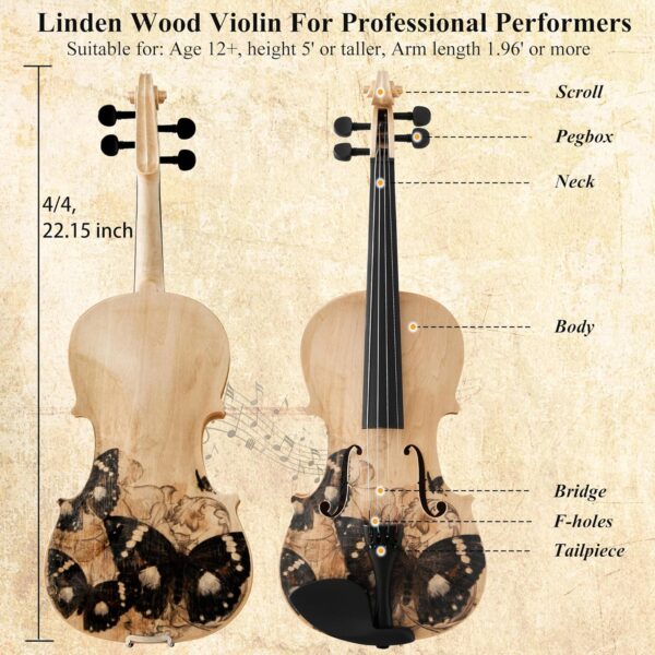 Beginner Violin 4/4 Full Size Kit for Professional, Teens, Student
