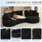120'' Boneless Modular Sectional Curved Sofa. No Assembly Required