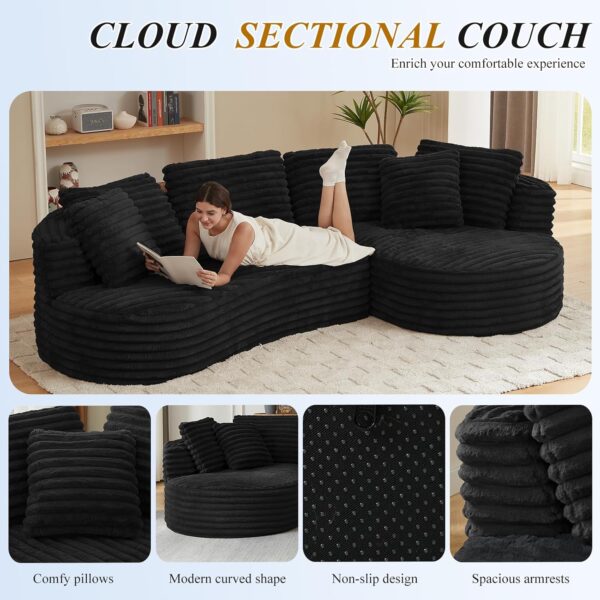 120'' Boneless Modular Sectional Curved Sofa. No Assembly Required