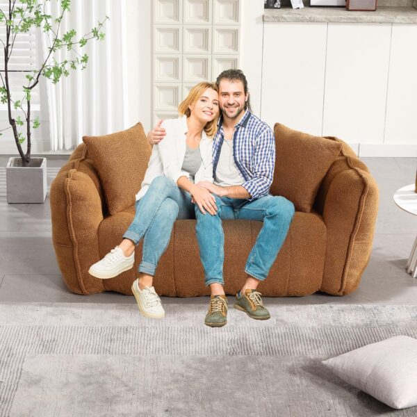 Giant Bean Bag Chairs Loveseat for Adults. Oversized Bean Bag Couch. Memory Foam Filled Floor Lounge Chair. Lazy Floor Sofa Chair with Armrests for Living Room. Bedroom. Apartment (2. Yellow)