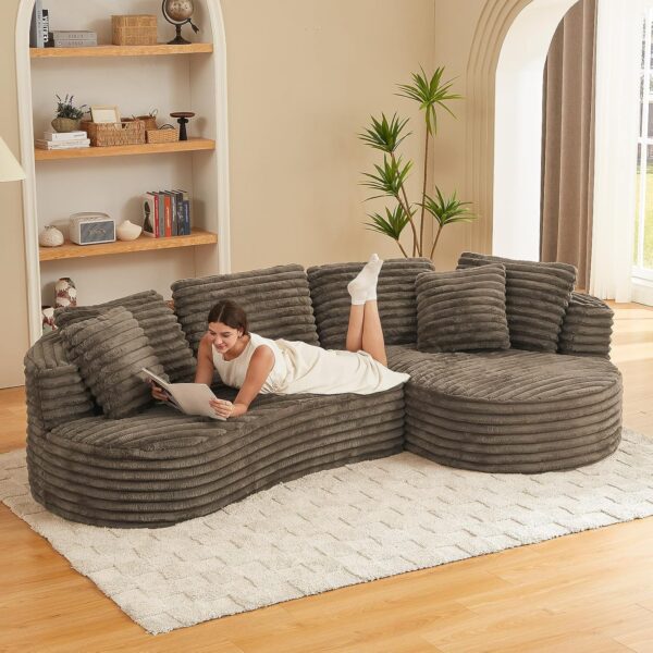 120'' Boneless Modular Sectional Curved Sofa No Assembly Required