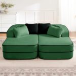 Double Chaise Lounge Chair Indoor Upholstered Boneless Sofa Bed